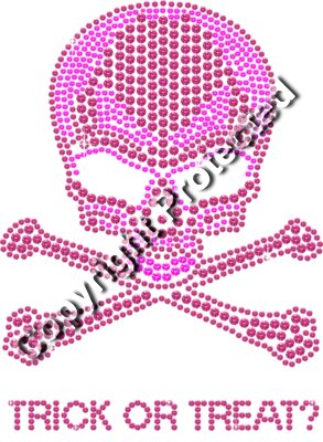 Rhinestone Skull & Crossbones Halloween (Blue